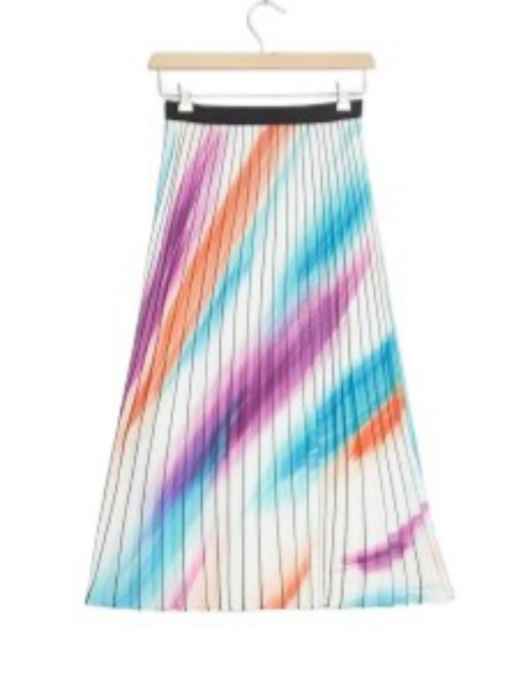 Daniel Rainn Pleated Multicolor Brushstroke Midi Skirt Size 2X